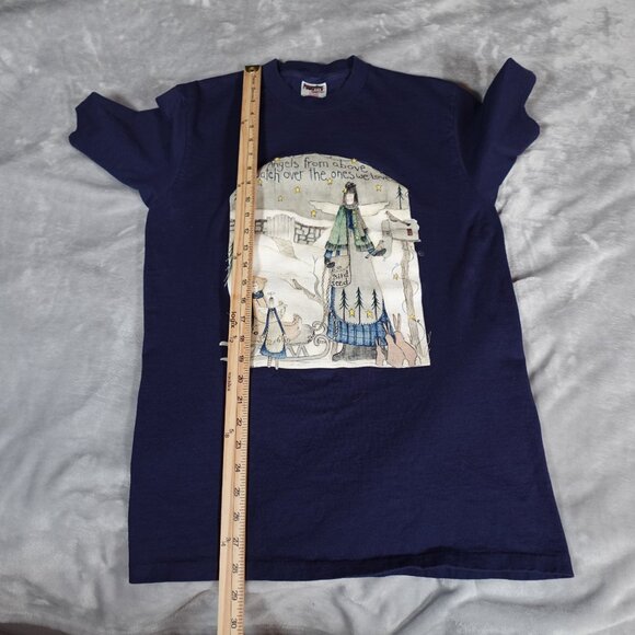 Vintage Angels From Above Doodle Art T Shirt Mens M Slim Fit Made In USA 90s - Picture 7 of 7